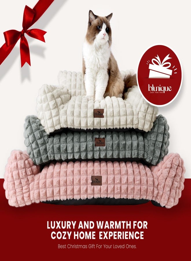 blunique Cute Dog Couch Beds for Small/Medium Dogs/Cats, Washable Faux Rabbit Fur Pet Bed, Supportive Dog Bed with Removable Zipper Cover for Indoor Cats, 30 x 20 x10inch, Off White - Image 5